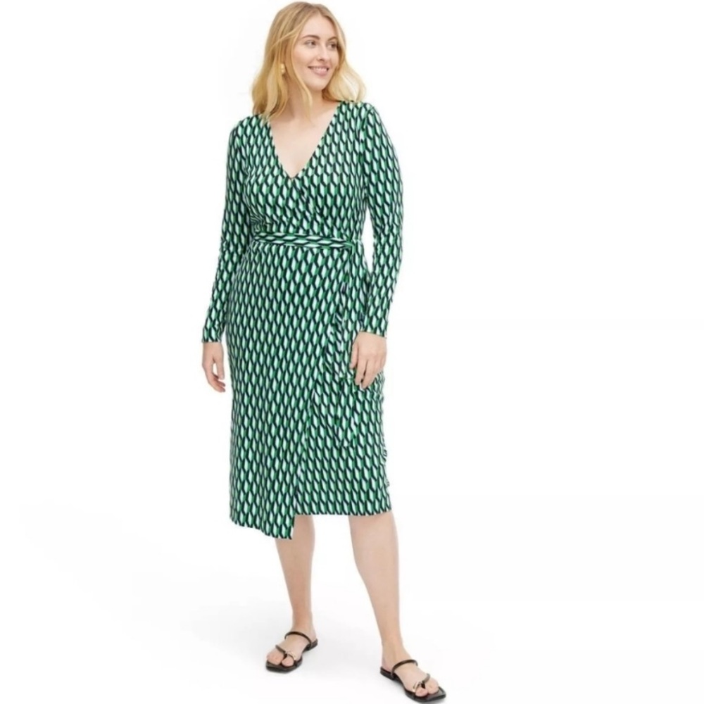 DVF for target geo green wrap dress